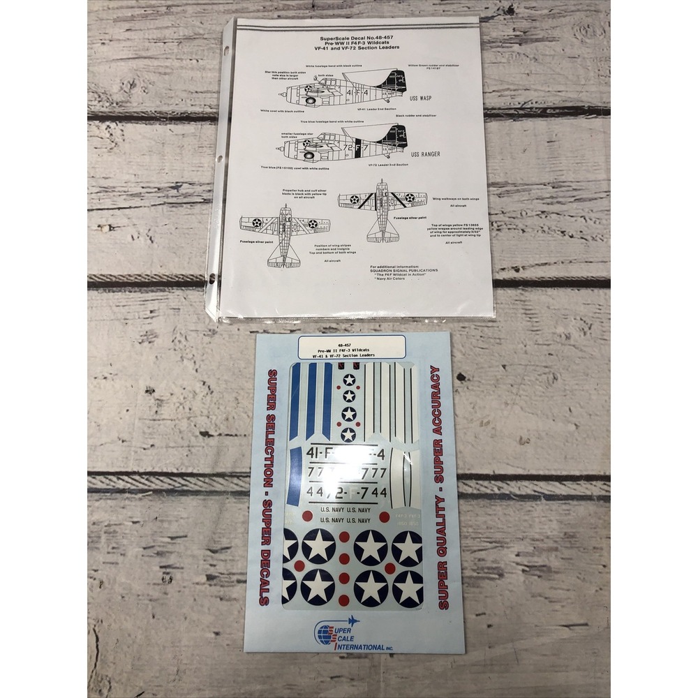 1/48 SuperScale 48-457 Decal Pre-WWII F4F-3 Wildcats VF-41, 72 Section Leaders Y